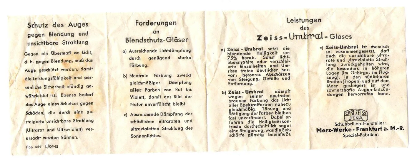 German WW2 Mountain & Motorized Troop Goggles: Carl Zeiss- Umbral