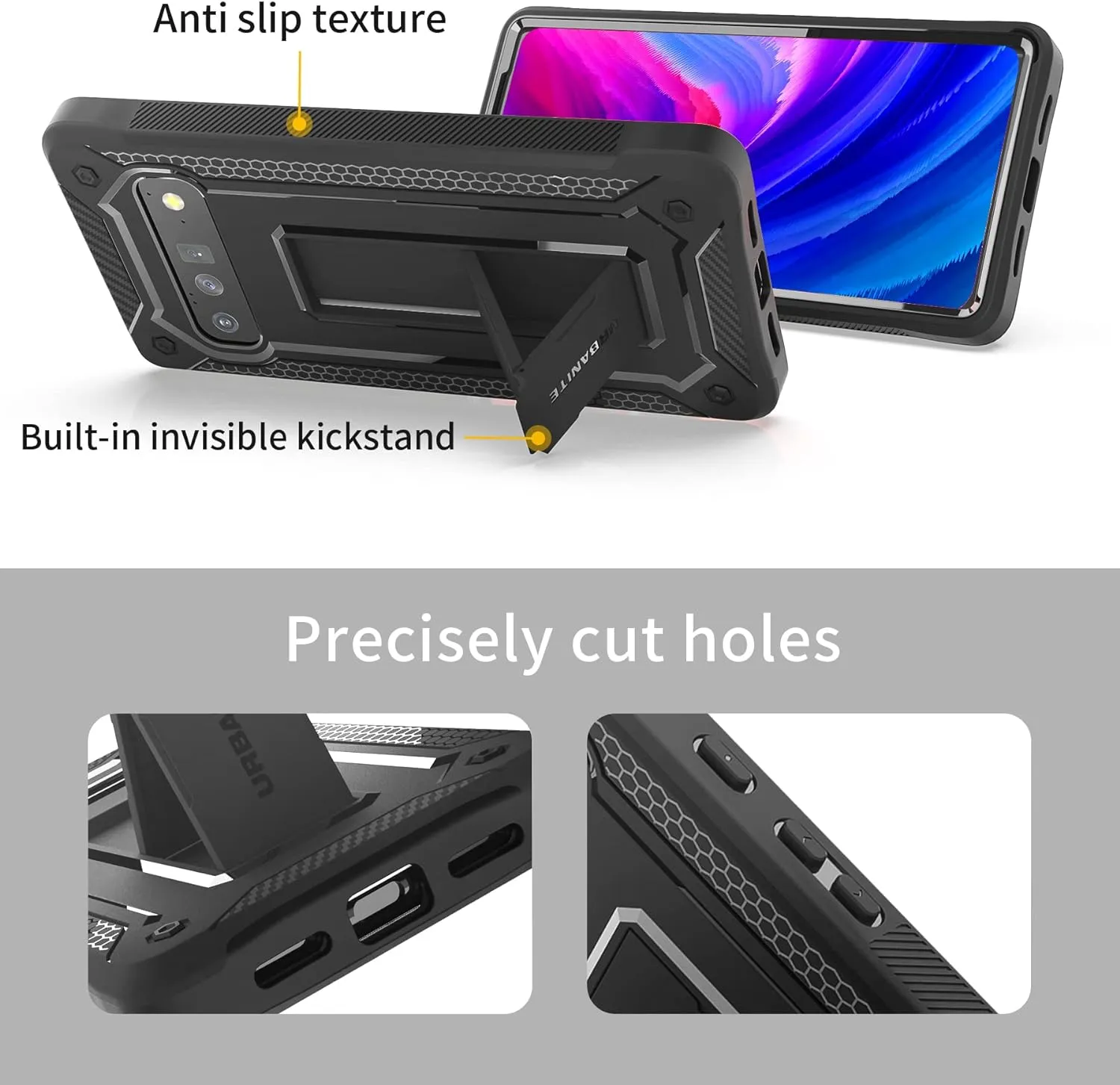 Google Pixel 6 Pro Case Kickstand Military Grade Shockproof Protective Cover Case