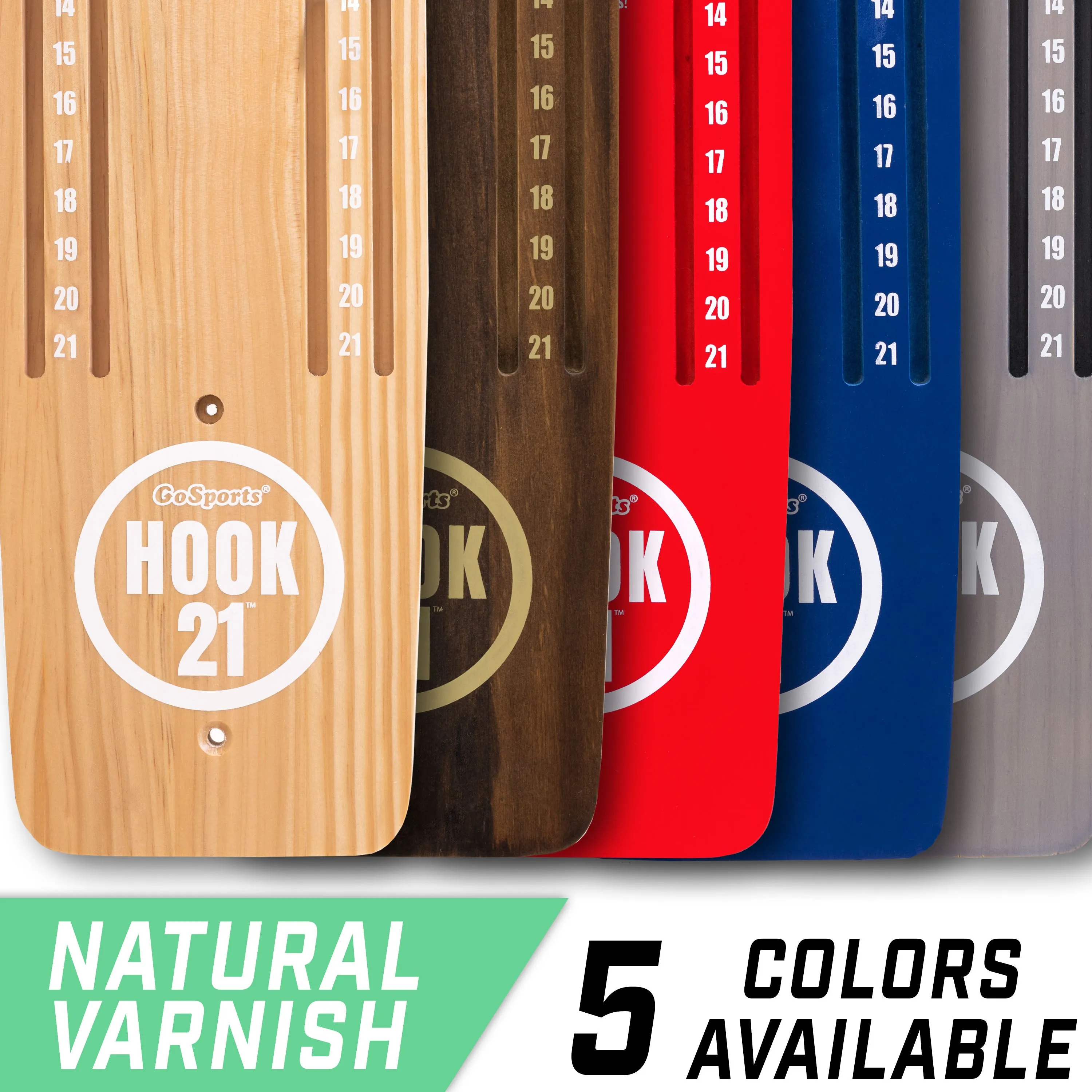 GoSports Hook21 Ring Swing Game - Indoor or Outdoor Ring Toss Game with Foldable Arm - Natural
