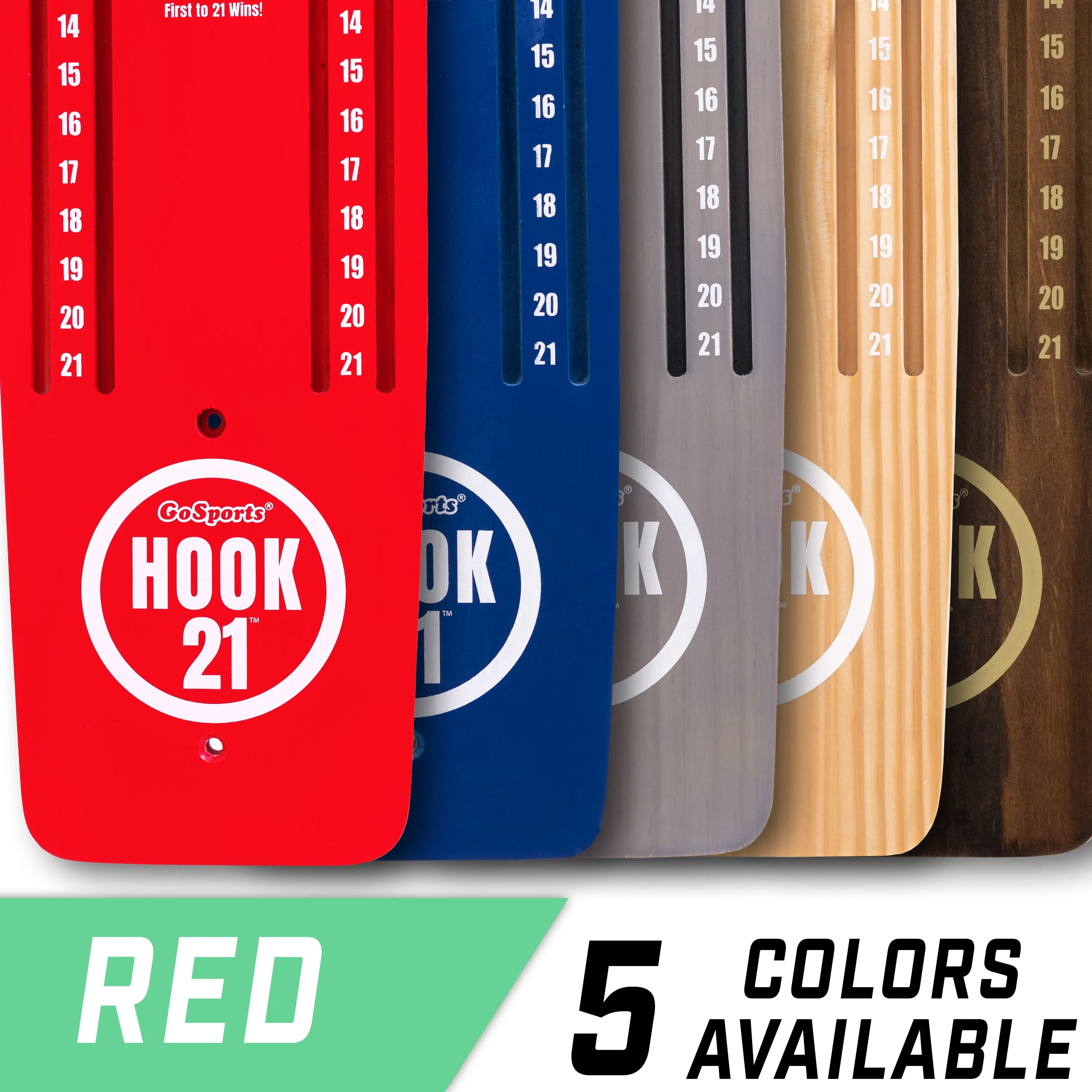 GoSports Hook21 Ring Swing Game - Indoor or Outdoor Ring Toss Game with Foldable Arm - Red