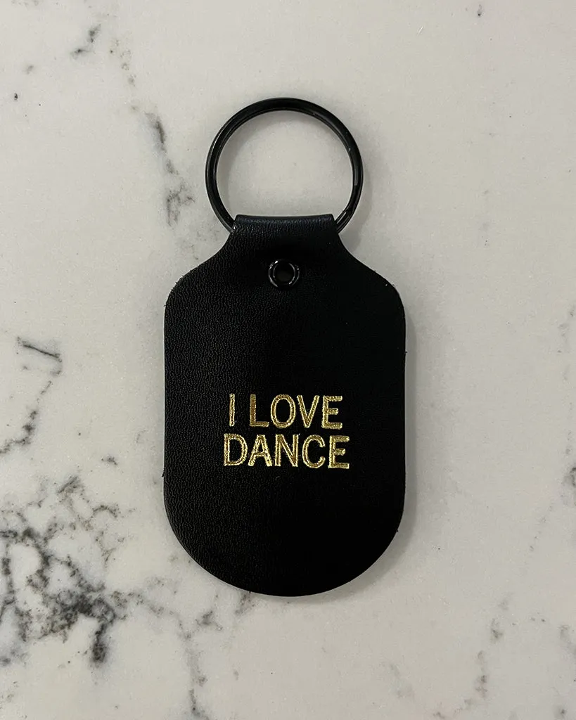 Hand & Sew Dancewear Centre Recycled Leather Keychain - I Love Dance - Black