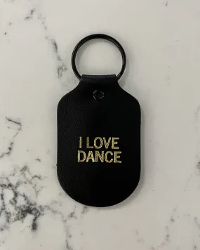Hand & Sew Dancewear Centre Recycled Leather Keychain - I Love Dance - Black