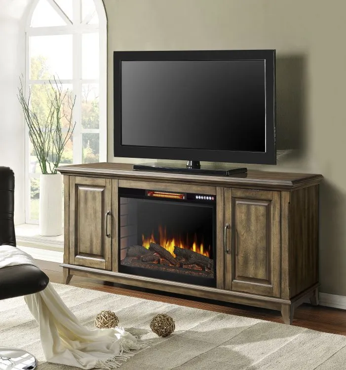 Harlow 60" Electric Fireplace with Bluetooth- Antique Pine Finish