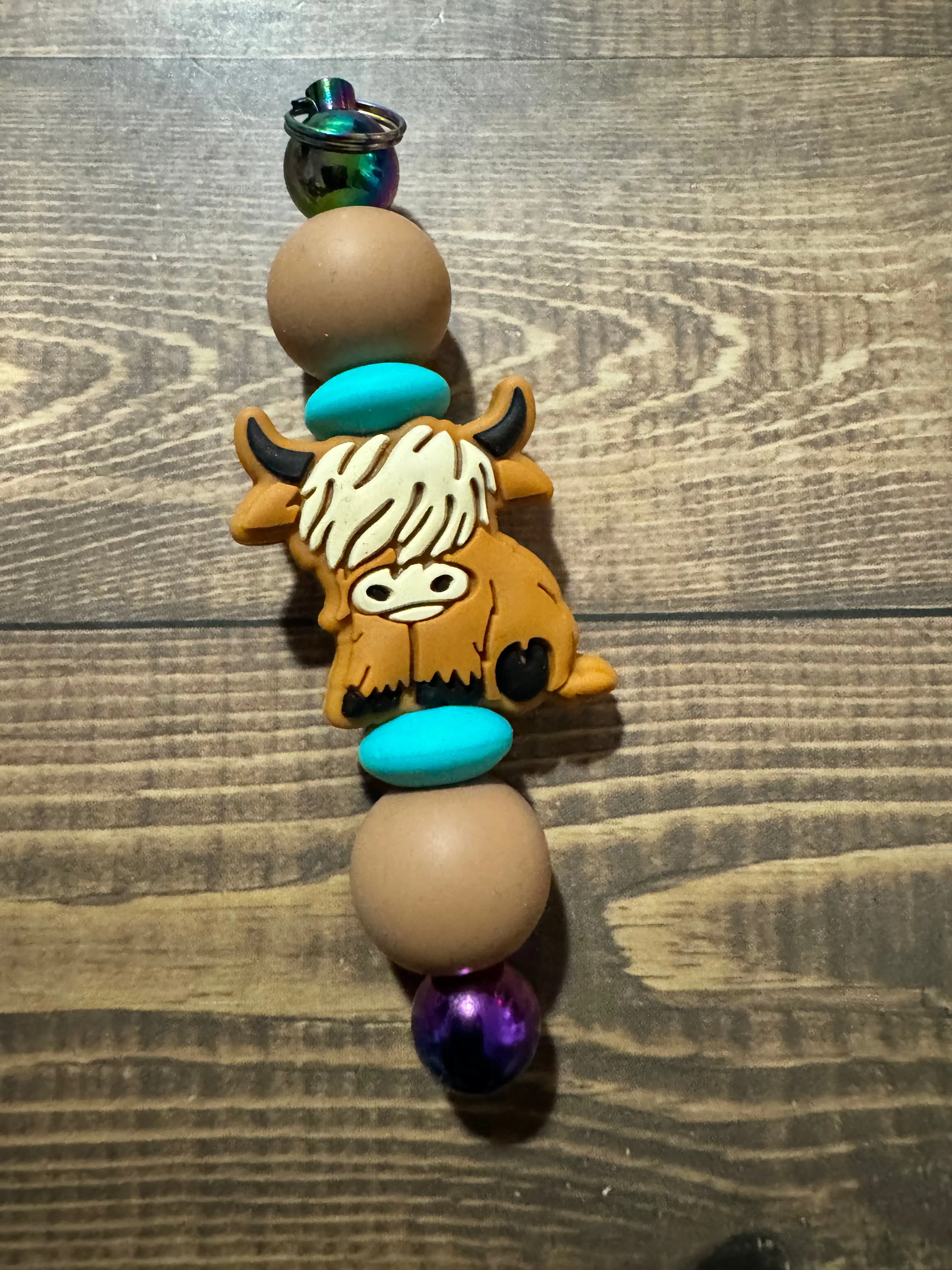 Highland cow key ring