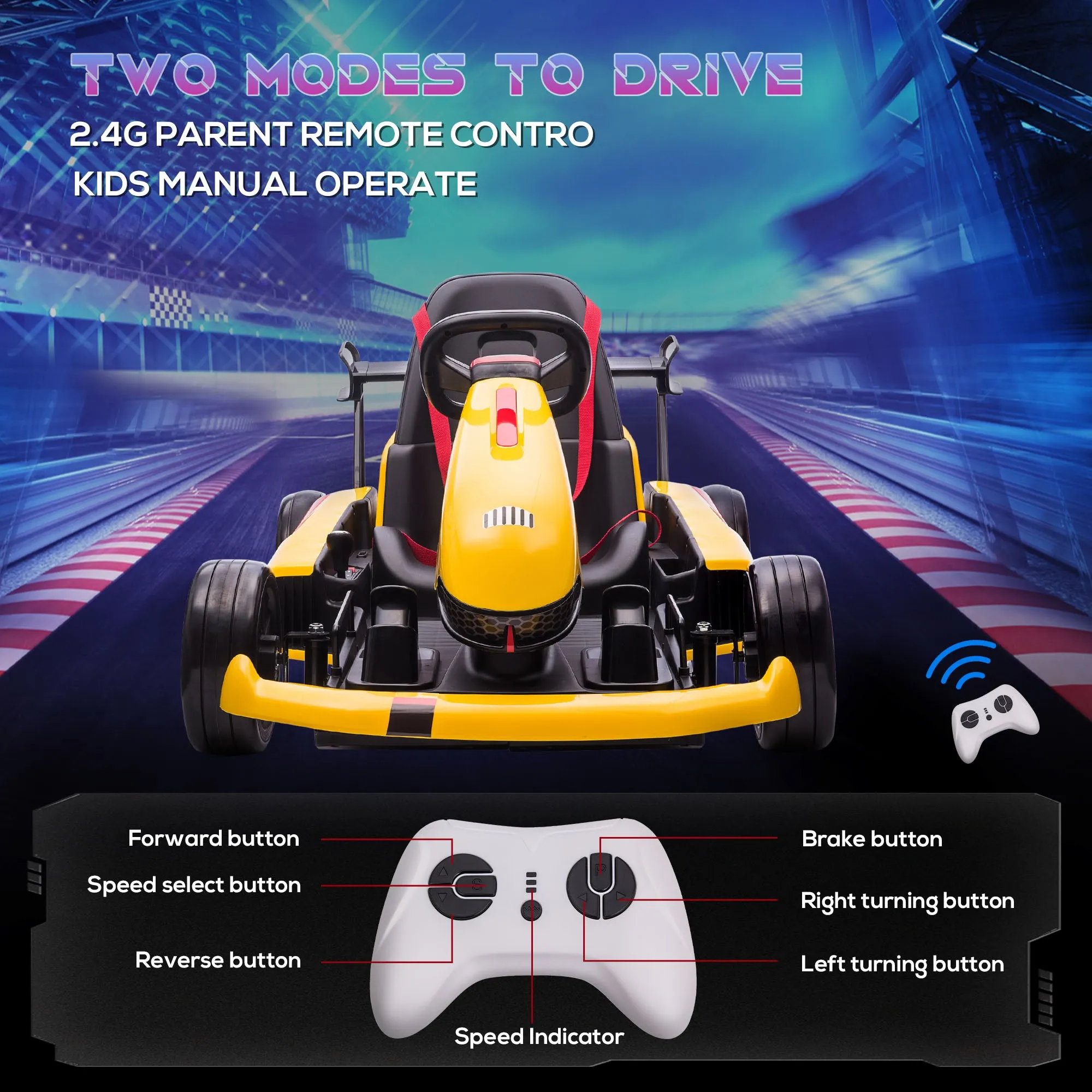HOMCOM Kids Electric Ride On Go Cart 12v - Yellow