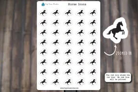 Horse Icon Stickers | Equestrian Sticker Sheet, Kiss Cut, Matte Finish
