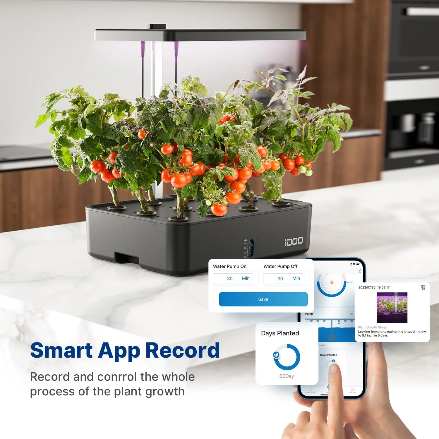 iDOO WiFi 12 Pods Hydroponics Growing System, Smart Indoor Grow System Kit with APP Control