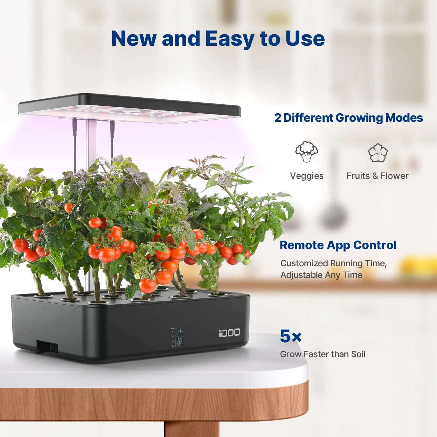 iDOO WiFi 12 Pods Hydroponics Growing System, Smart Indoor Grow System Kit with APP Control