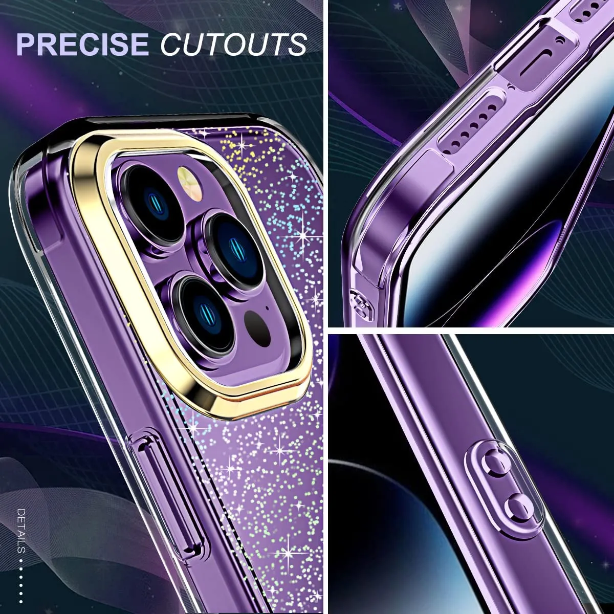 iPhone 14 Pro Case Slim Shockproof  Body Protective Case Dazzling Glitters