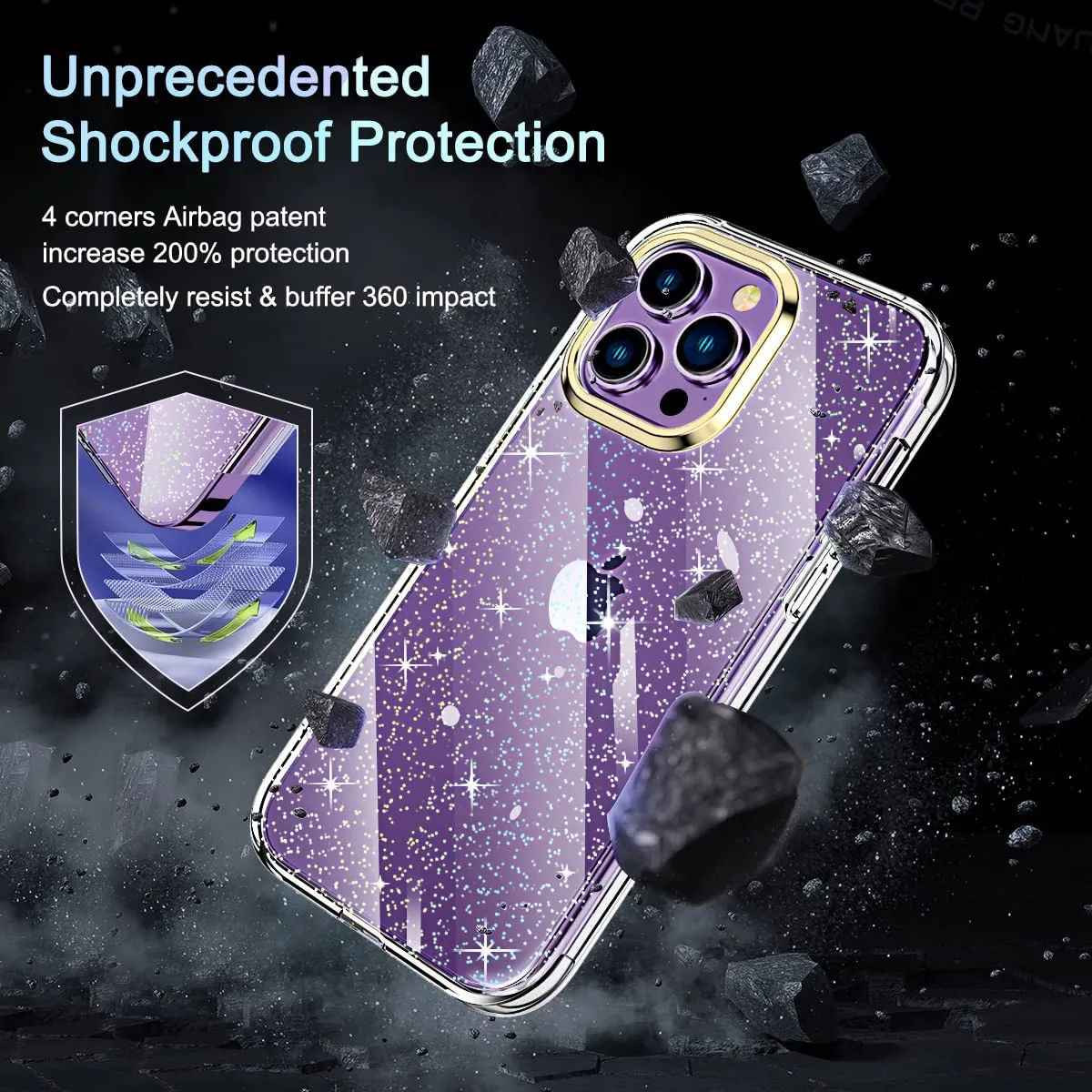 iPhone 14 Pro Case Slim Shockproof  Body Protective Case Dazzling Glitters