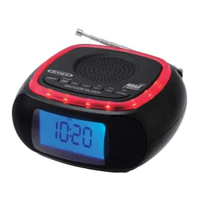 Jensen Audio Digital AM/FM Weather Band Alarm Clock Radio with NOAA Weather Alert and LED Alert Indicator Ring