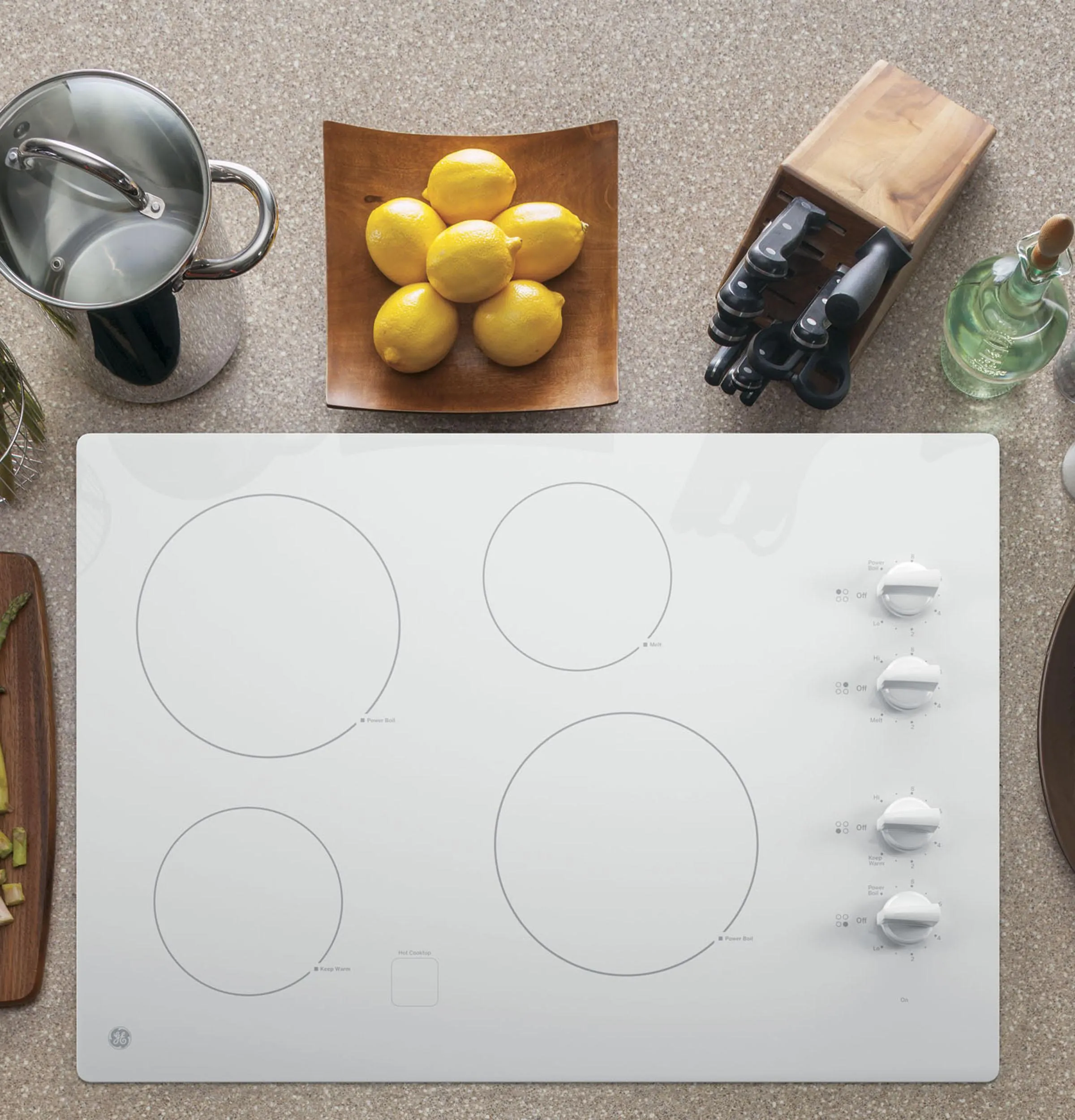 JP3030TWWW GE® 30" Built-In Knob Control Electric Cooktop