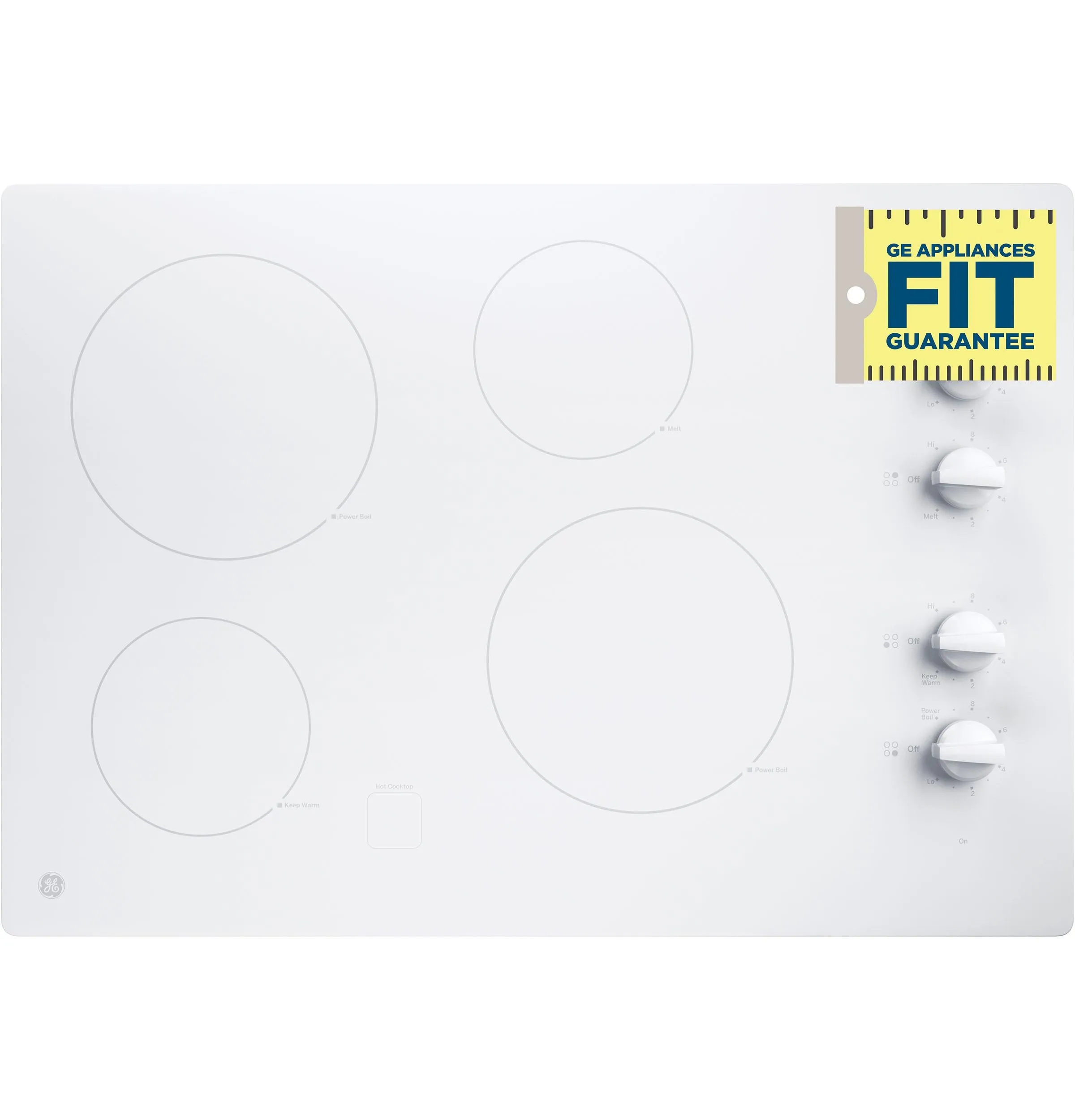 JP3030TWWW GE® 30" Built-In Knob Control Electric Cooktop