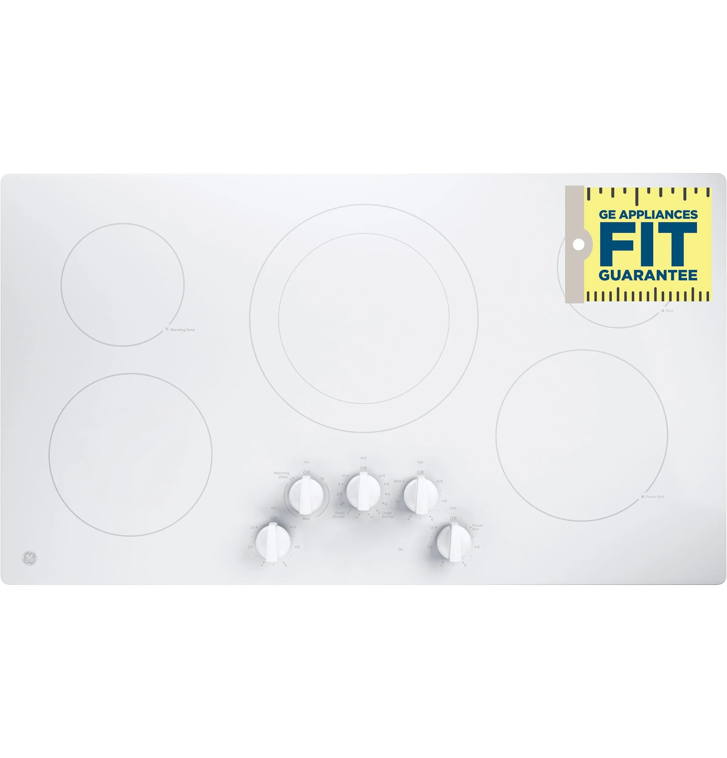 JP3036TLWW GE® 36" Built-In Knob Control Electric Cooktop
