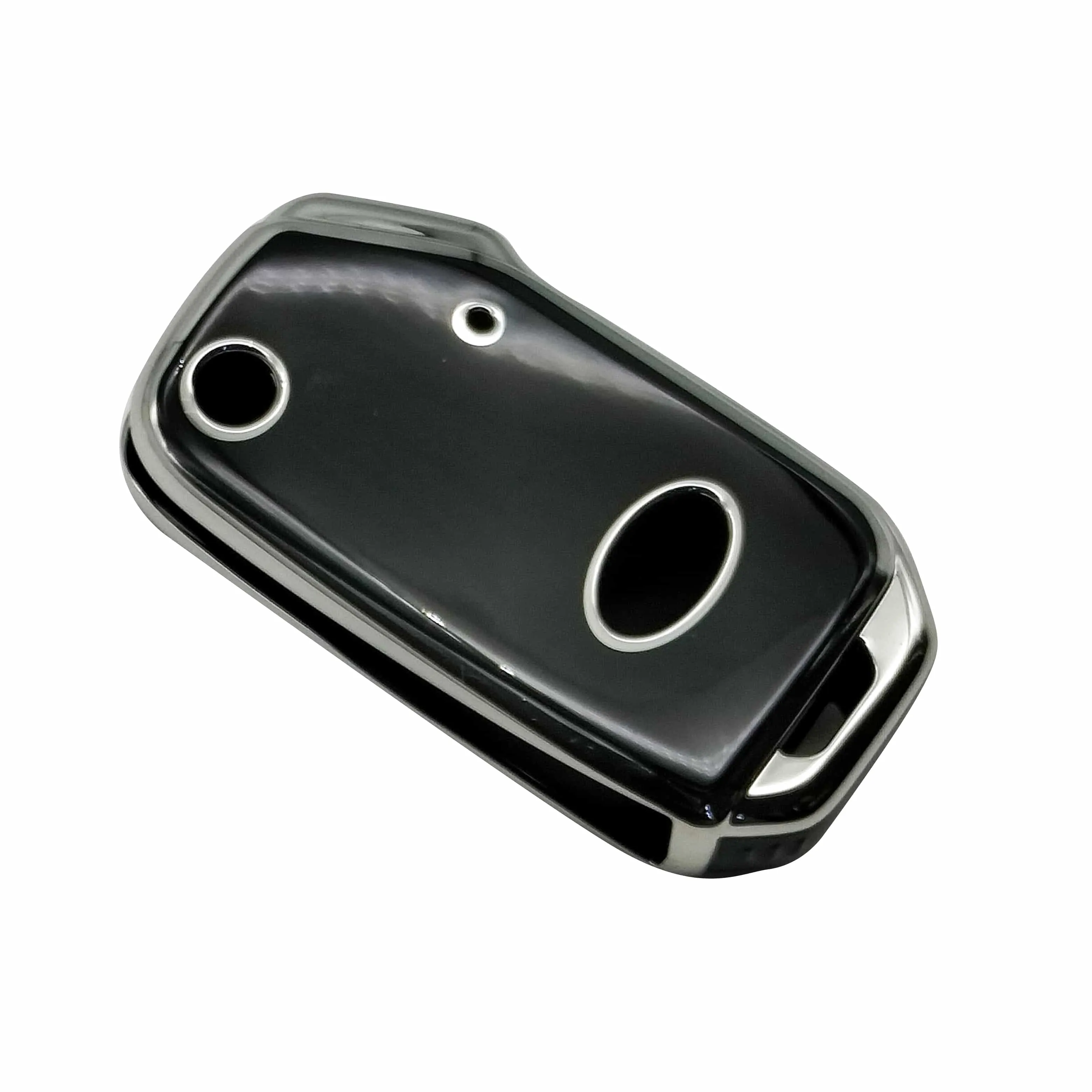 KIA Alpha Jack Knife TPU Plastic Protection Key Cover Black With Chrome 4 Buttons - Model 2021-2022