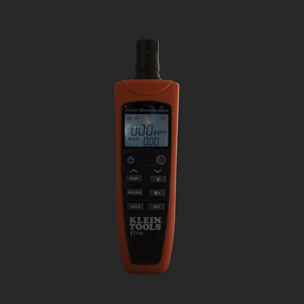 Klein Tools ET110 CO Meter, Carbon Monoxide Tester and Detector with Exposure Limit Alarm, 4 x AAA Batteries and Carry Pouch Included