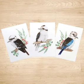Kookaburra Art Prints set of 3