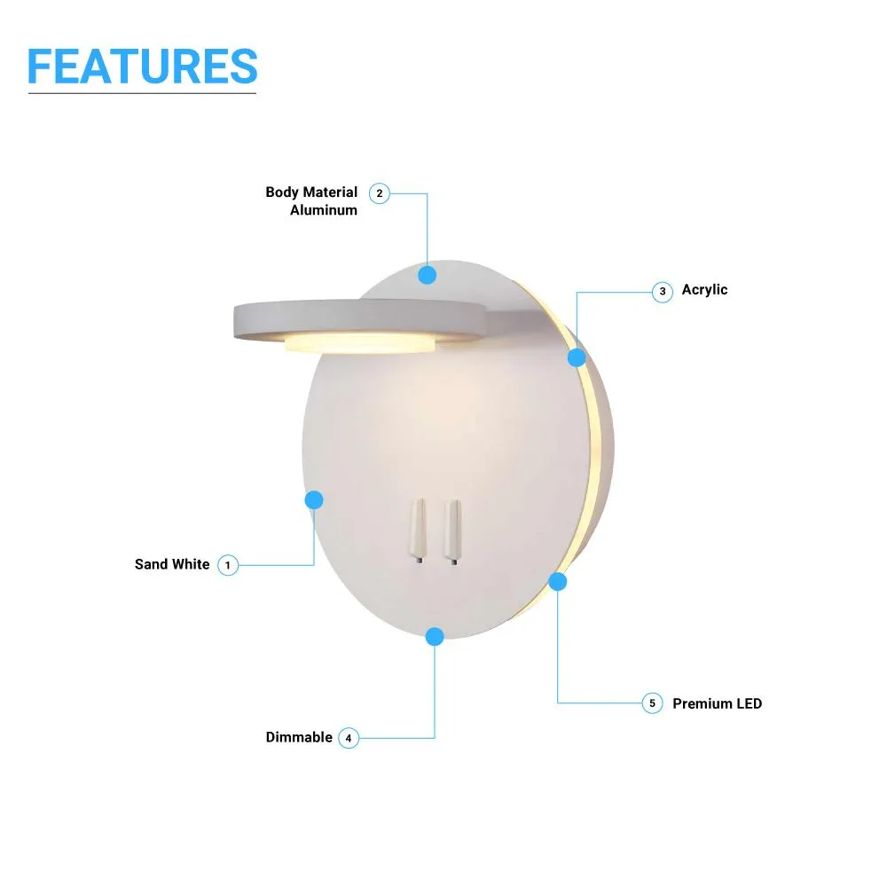 LED Wall Sconce Light Fixture, Dimmable, 3000K (Warm White) (W706222-1)