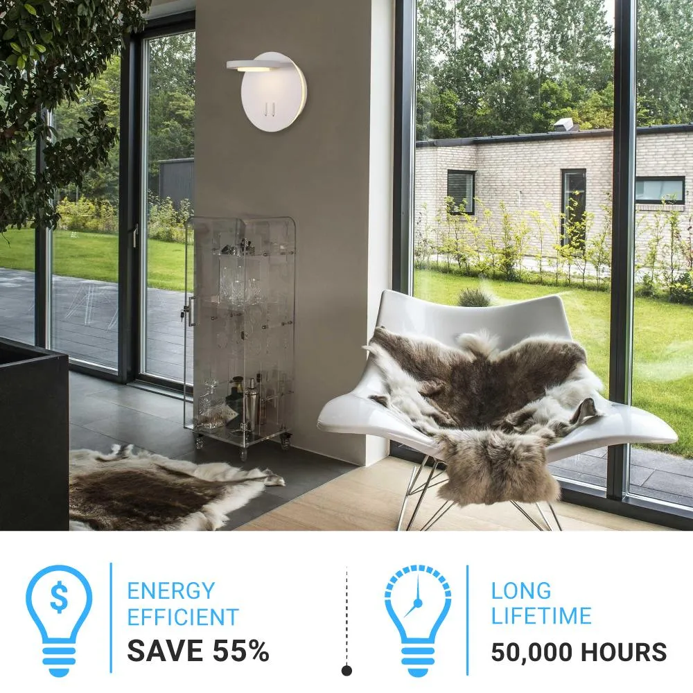 LED Wall Sconce Light Fixture, Dimmable, 3000K (Warm White) (W706222-1)