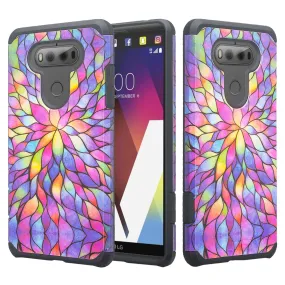 LG V20 Case, Slim Dual Layer Protective Armor Hybrid Case for LG V20 - Rainbow Flower