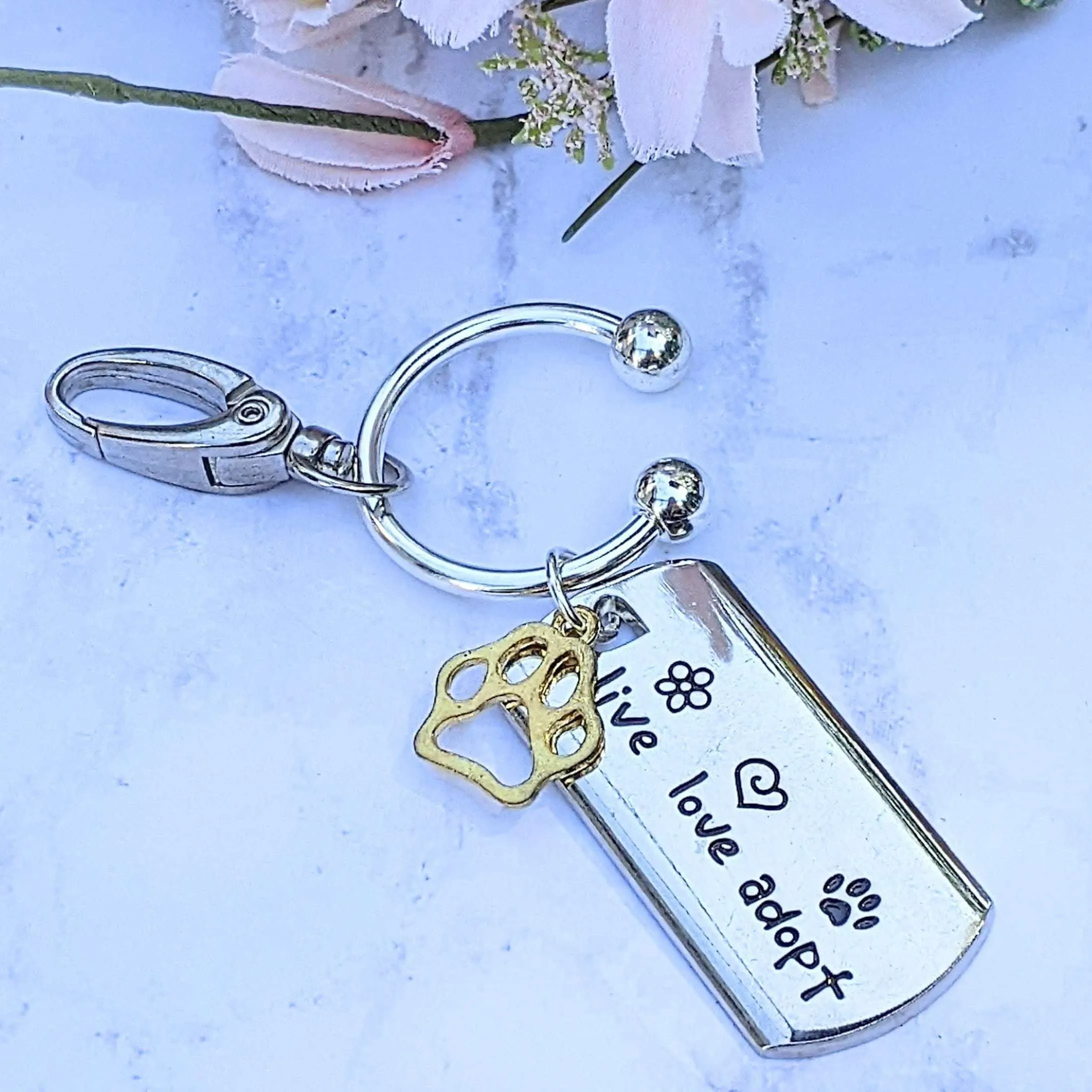 Live Love Adopt Keychain/Purse Clip