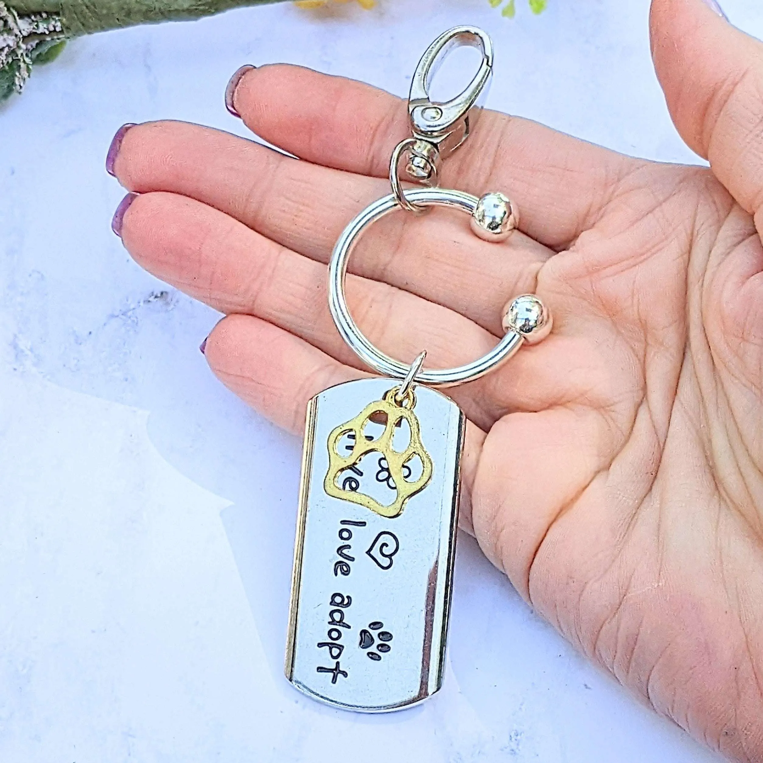 Live Love Adopt Keychain/Purse Clip