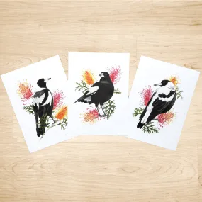 Magpie Art Prints set of 3
