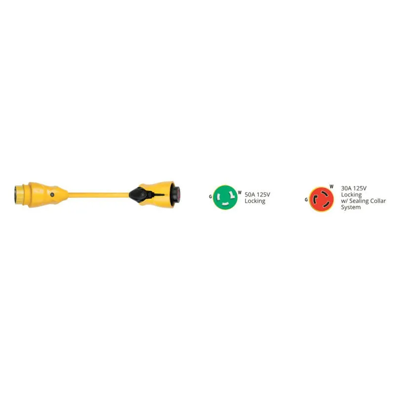 MARINCO 12998365 EEL Pigtail Adapter, 50A 125V Male to 30A 125V Female