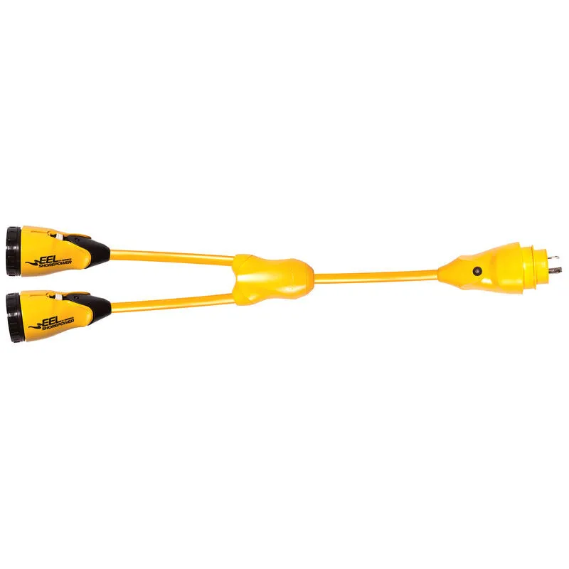 MARINCO 12998449 EEL Y Adapter, 30A 125V Male to 2-30A 125V Females