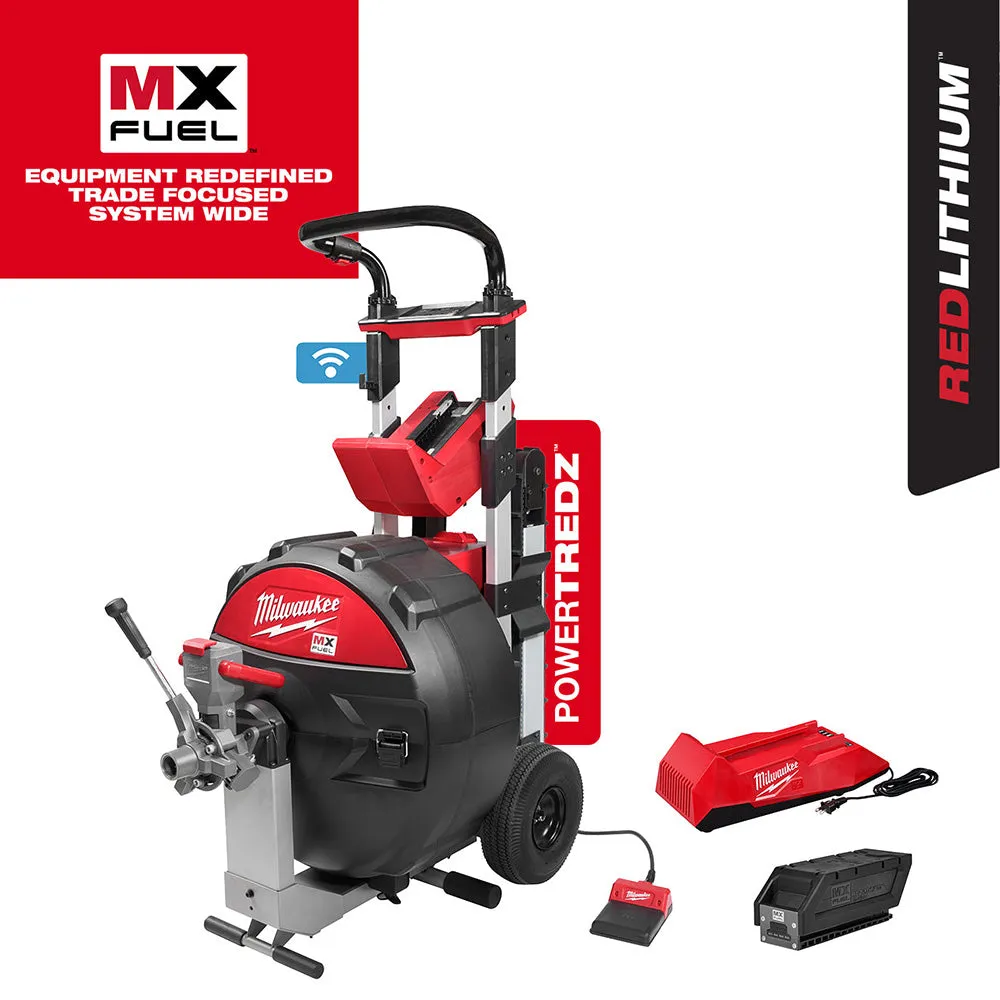 Milwaukee MXF501-1CP MX FUEL POWERTREDZ Sewer Drum Machine Drain Cleaner Kit w/ Battery and Charger