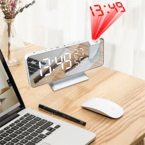 Mirror Projection Alarm Clock - FM Radio LED Digital Smart Alarm Clock with 180° Time Projection Snooze