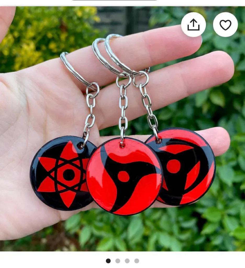 Naruto Anime | Sharingan Crystal 3D Model B | Metal Keychain