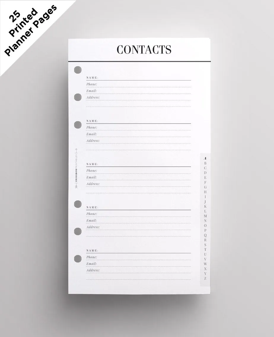 Personal Contacts Planner Pages