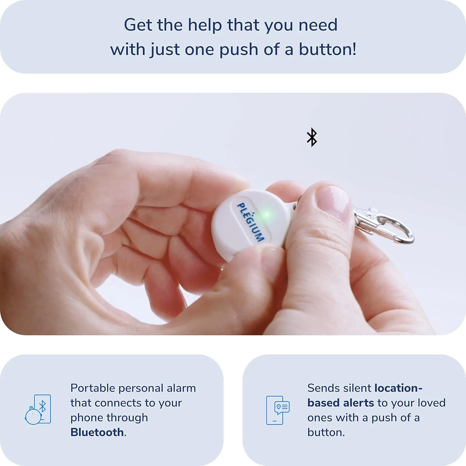 Plegium Smart Emergency Button Personal Keychain GPS Tracker Panic Alarm