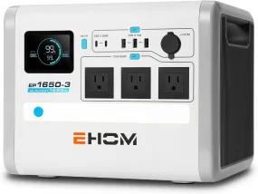 Portable Power Station EP1650, 1024Wh LiFePO4 Solar Generator, 1650W Peak 2200W Backup for RVs, Off-Grid, and Camping