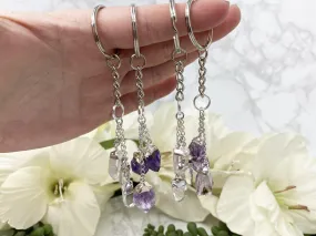 Quartz or Amethyst Keychains