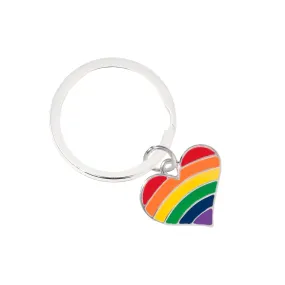 Rainbow Heart Gay Pride Split Ring Key Chains