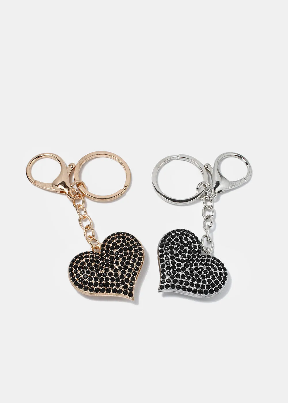 Rhinestone Heart Keychain