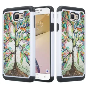 Samsung Galaxy J7 Prime, G610, Galaxy On 7 Case, Slim Hybrid [Shock Resistant] Dual Layer Protective Case Cover - Vibrant Tree
