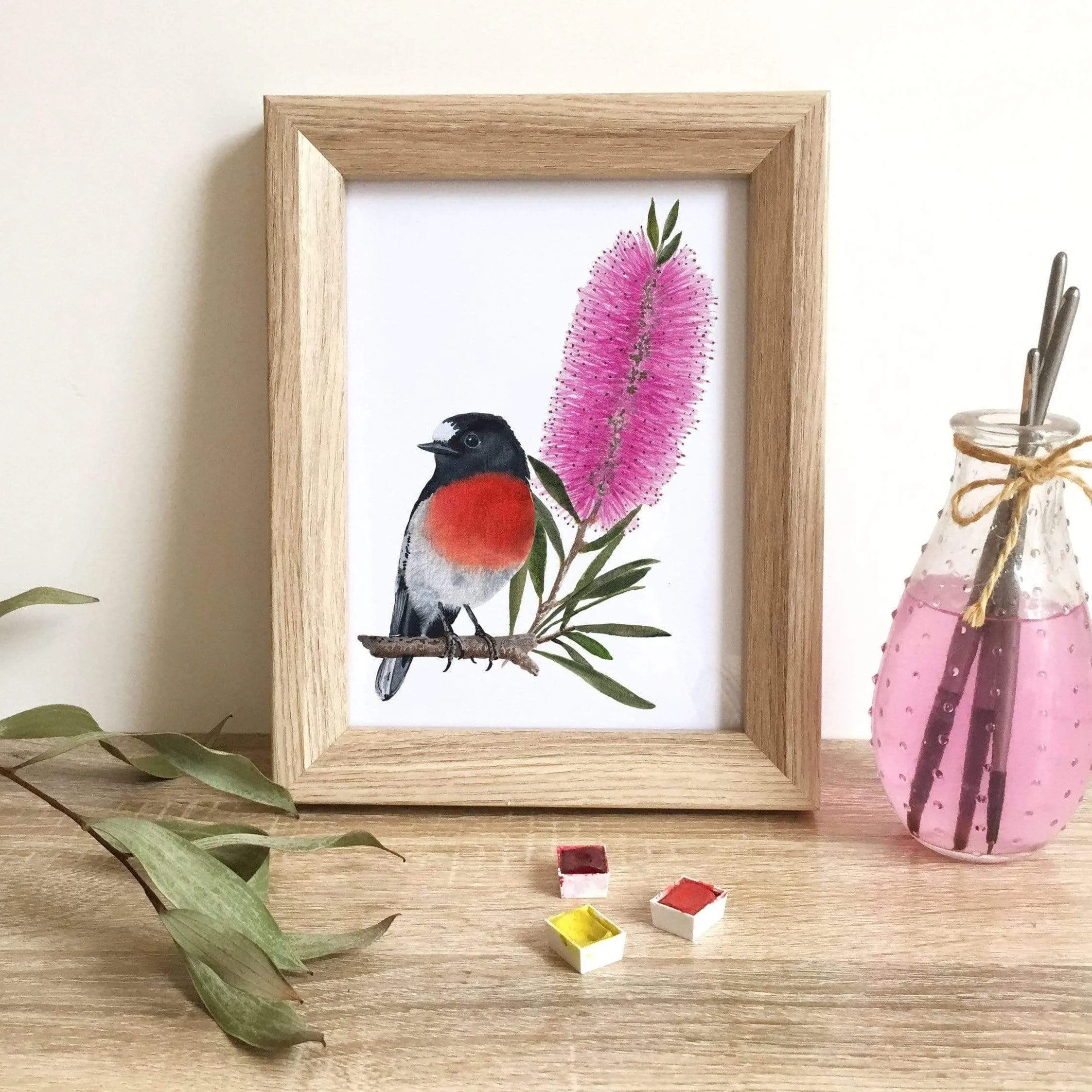 Scarlet Robin Art Print Left