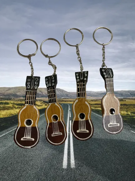 Set of 4 Peru Guitar Keychains