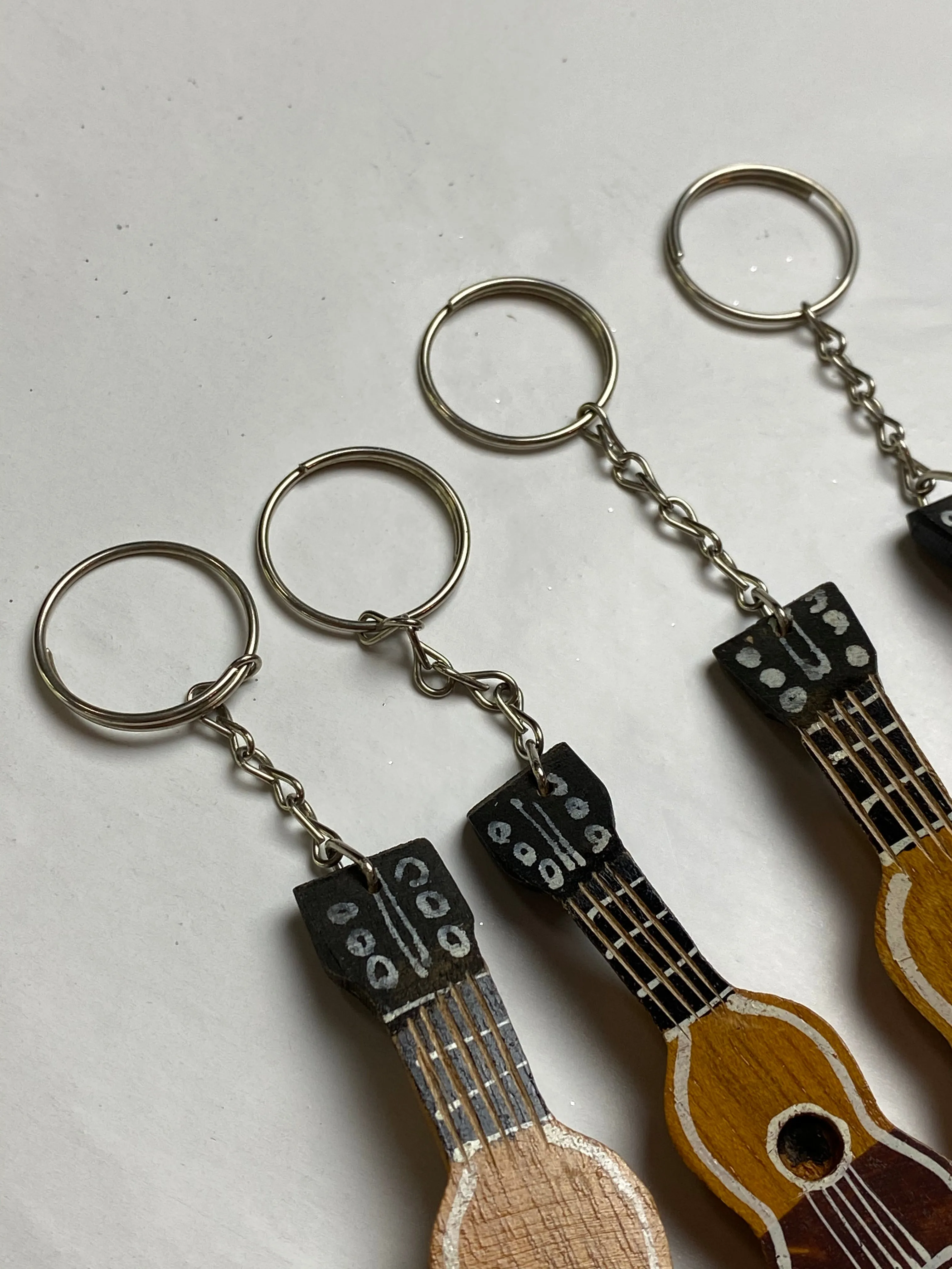 Set of 4 Peru Guitar Keychains