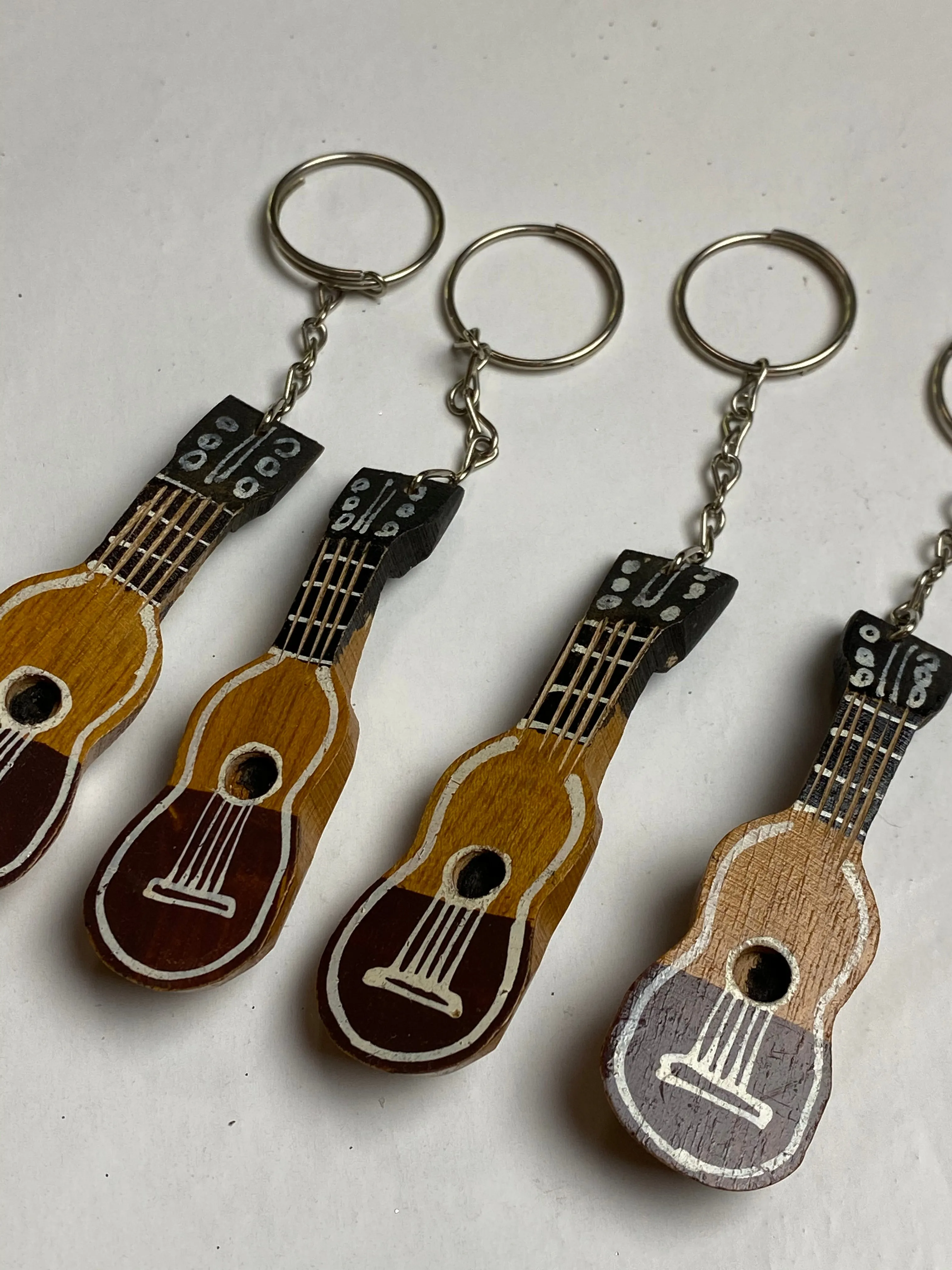 Set of 4 Peru Guitar Keychains