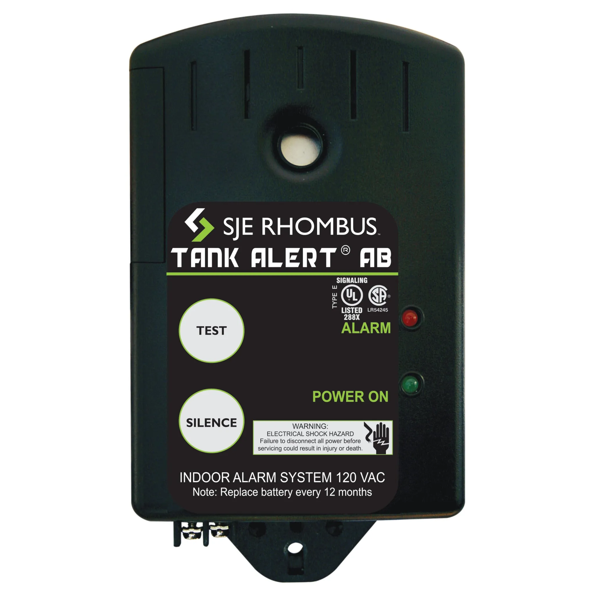 SJE Rhombus Tank Alert® AB High & Low Liquid Level Alarm System | Dual Alert, NEMA 1 Indoor Enclosure, UL/CSA Certified, Battery Backup, 5-Yr Warranty