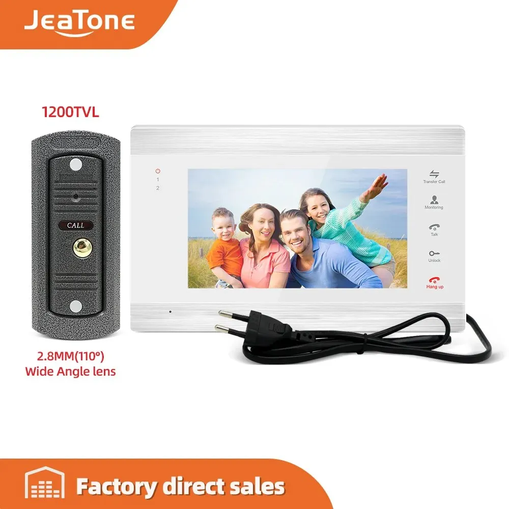 Smart Home Video Intercom för lägenhet eller villa - 1200TVL Videodörrklocka Monitor Stöd för rörelsedetektering elektroniska lås