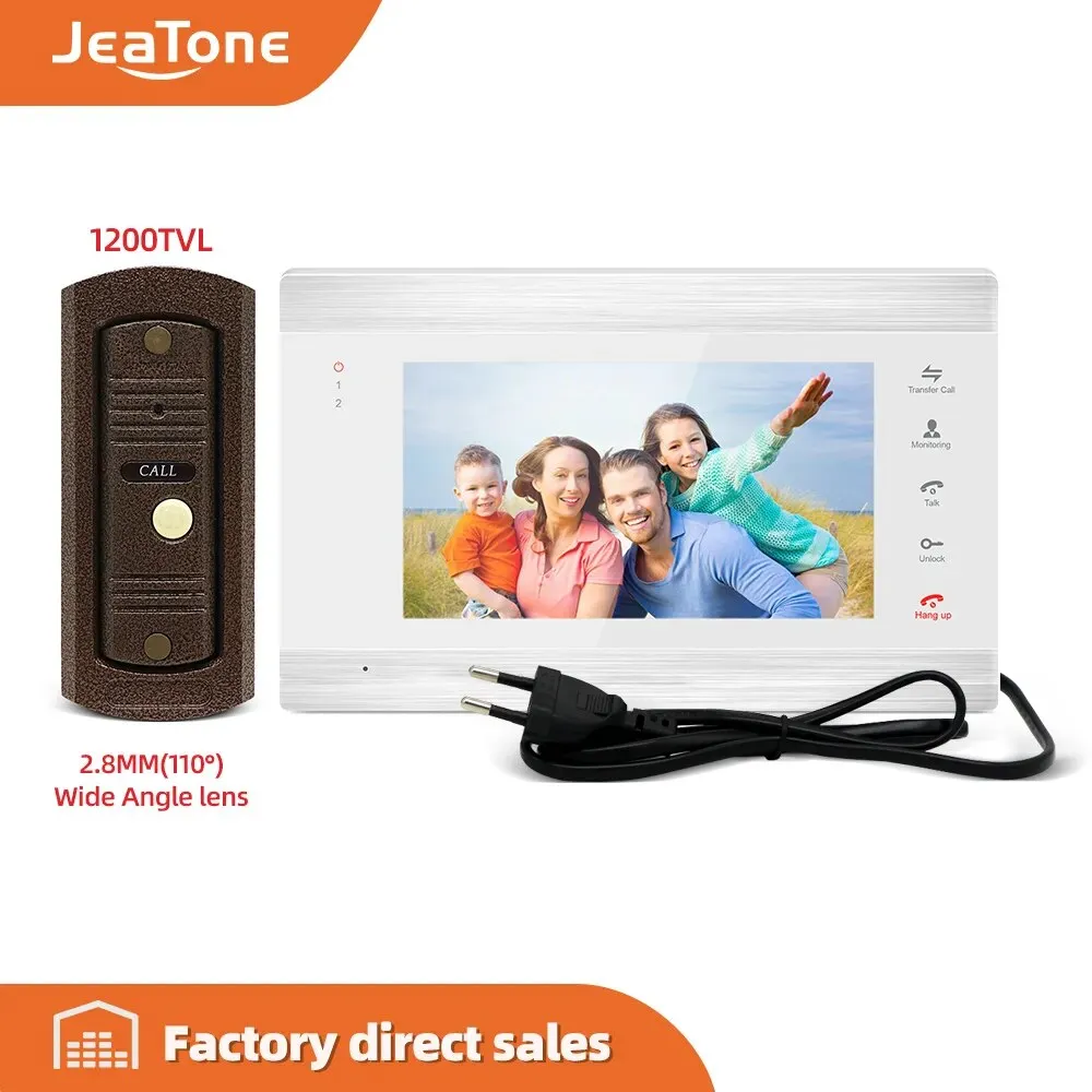 Smart Home Video Intercom för lägenhet eller villa - 1200TVL Videodörrklocka Monitor Stöd för rörelsedetektering elektroniska lås
