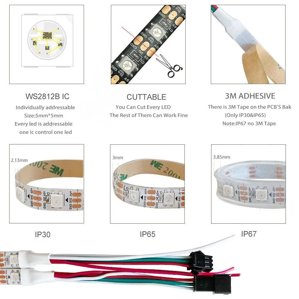 Smart LED Pixel Strip Light: Customizable 5m Roll, Intelligent Lighting!