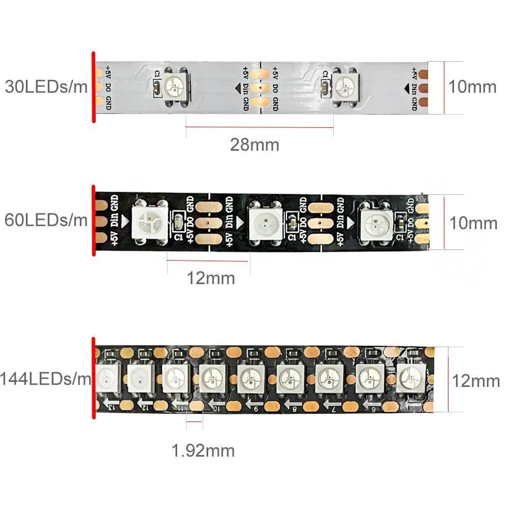Smart LED Pixel Strip Light: Customizable 5m Roll, Intelligent Lighting!