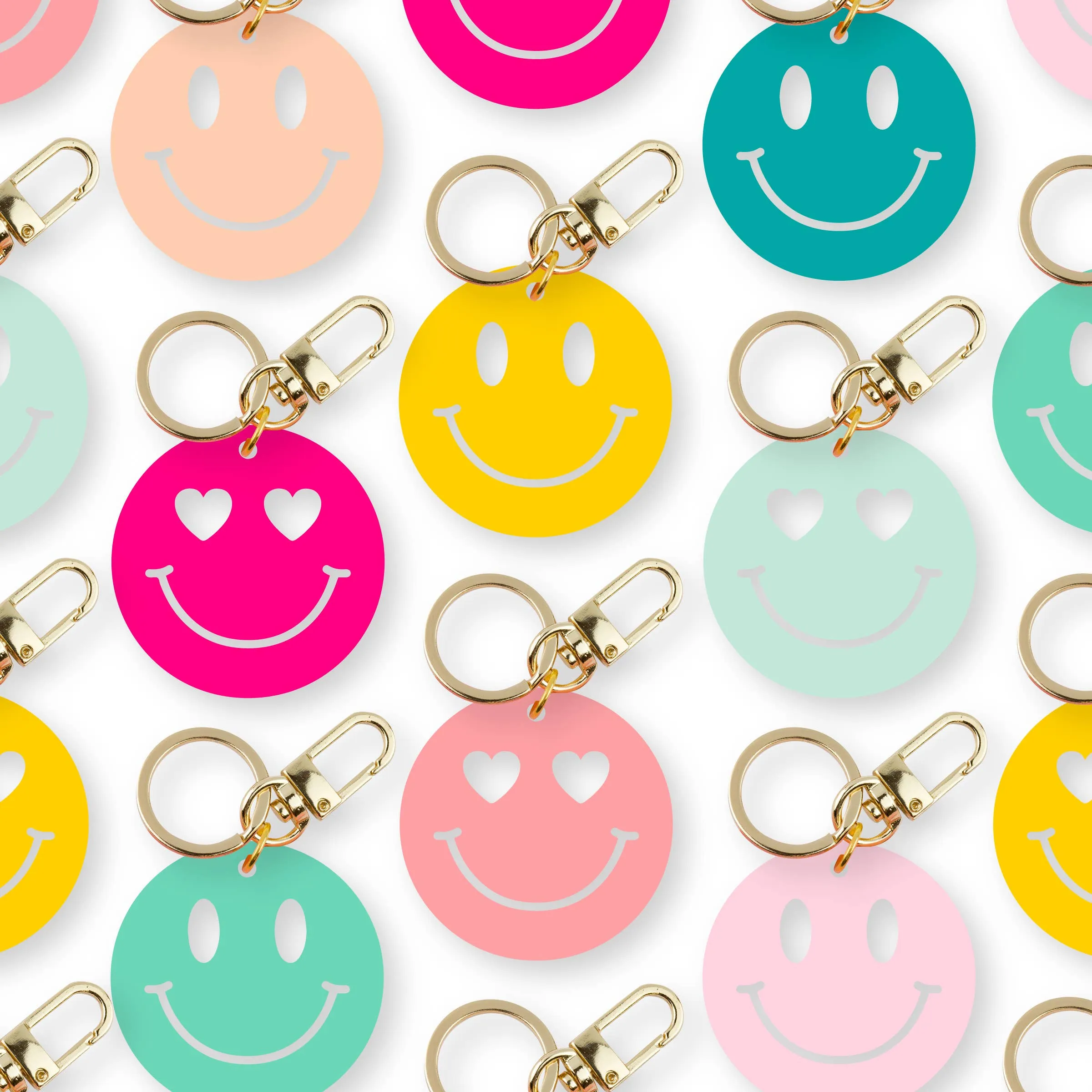 Smiley Face Keychain: Standard Smiley Face / Turquoise
