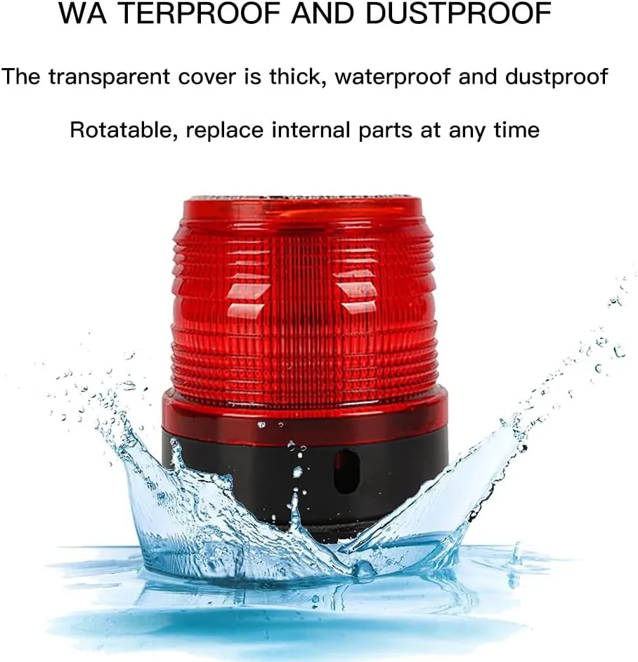 Solar Magnetic Led Strobe Warning Safety Flashing Light-Red
